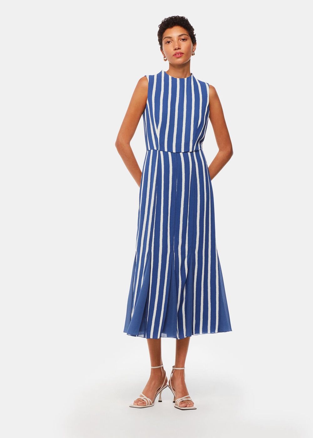 Whistles Eliza Stripe Print Midi Dress Blue / Multicolor | US-03587IWZL