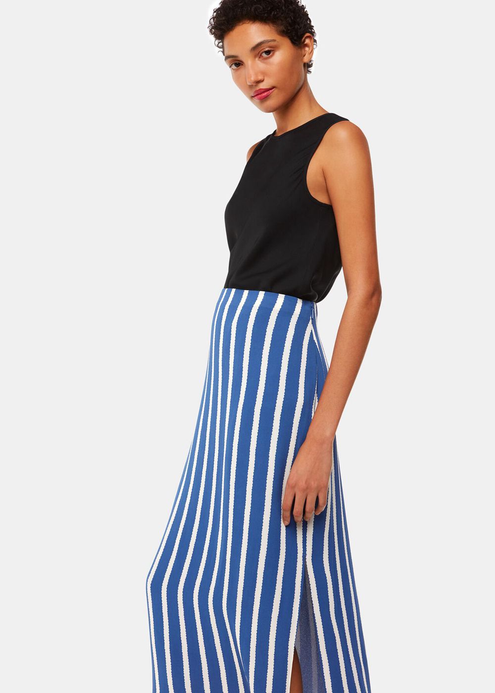 Whistles Eliza Stripe Printed Skirts Blue / Multicolor | US-27035DCGN