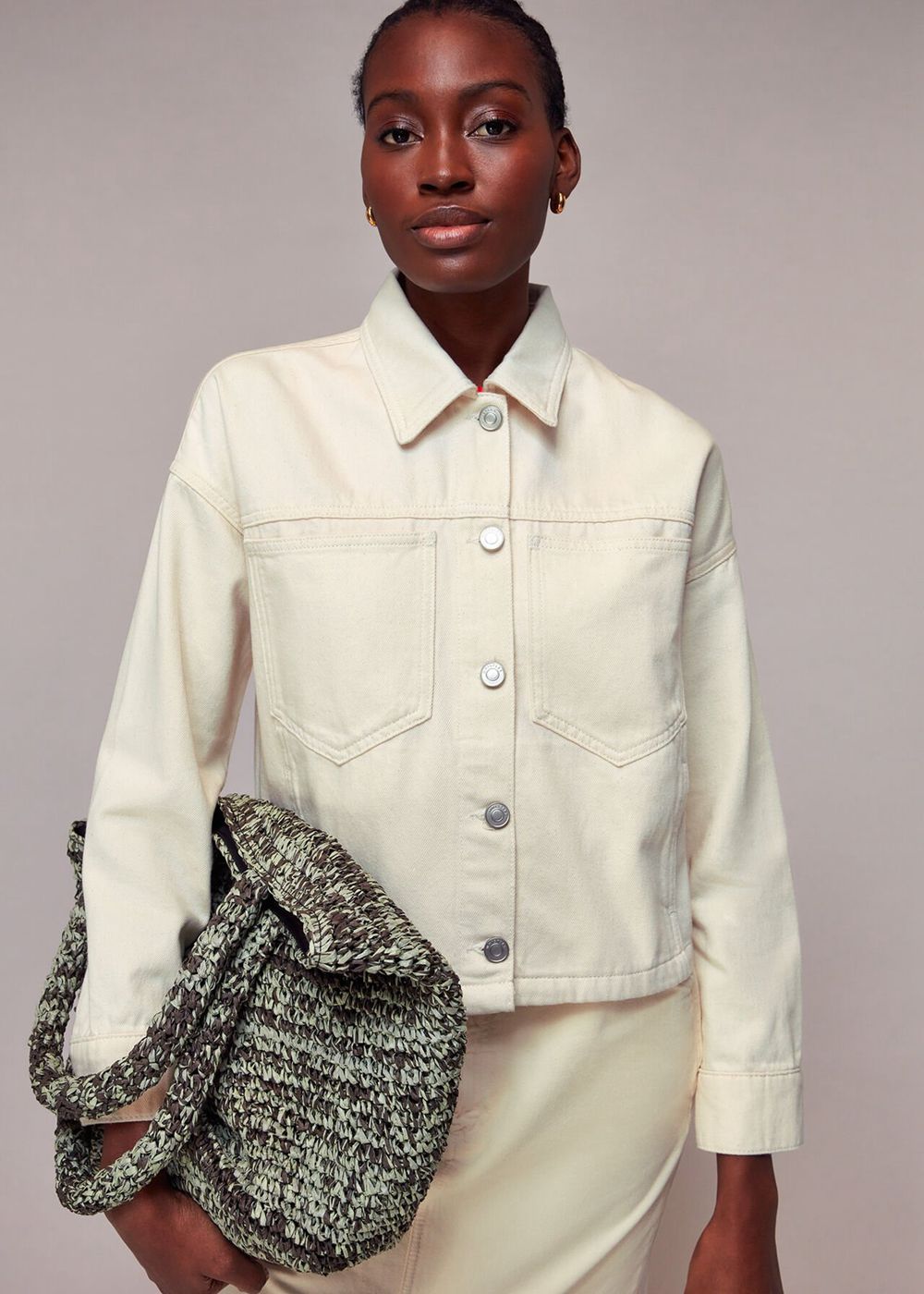 Whistles Ella Denim Jacket Beige | US-17580TYQA