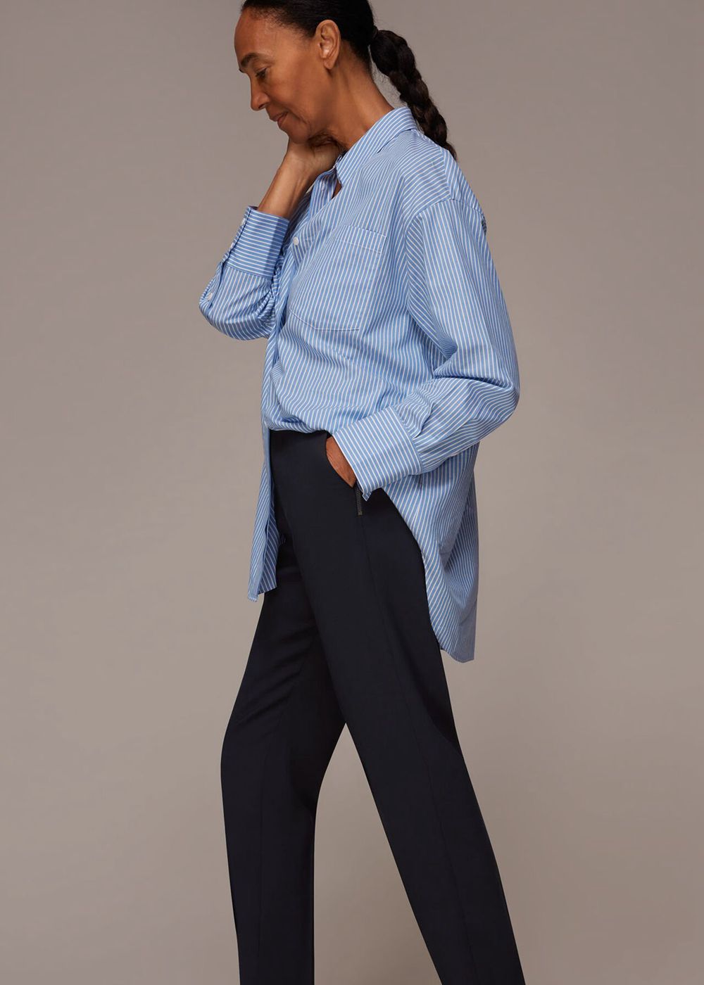 Whistles Ella Essential Pants Navy | US-30682FCIS