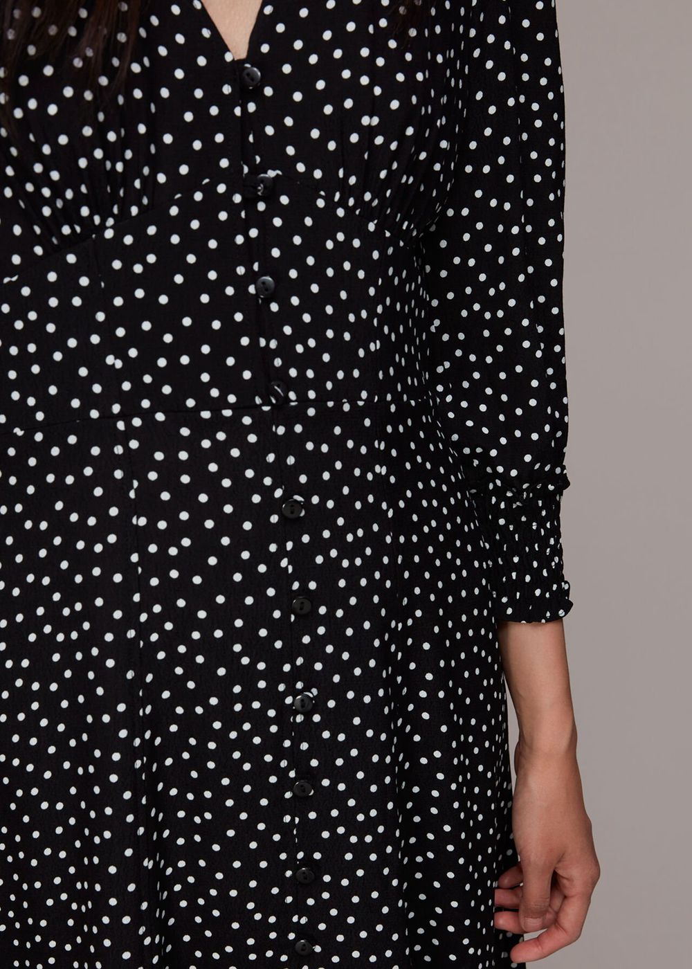 Whistles Ellie Spot Print Midi Dress Black / White | US-01473LPNC