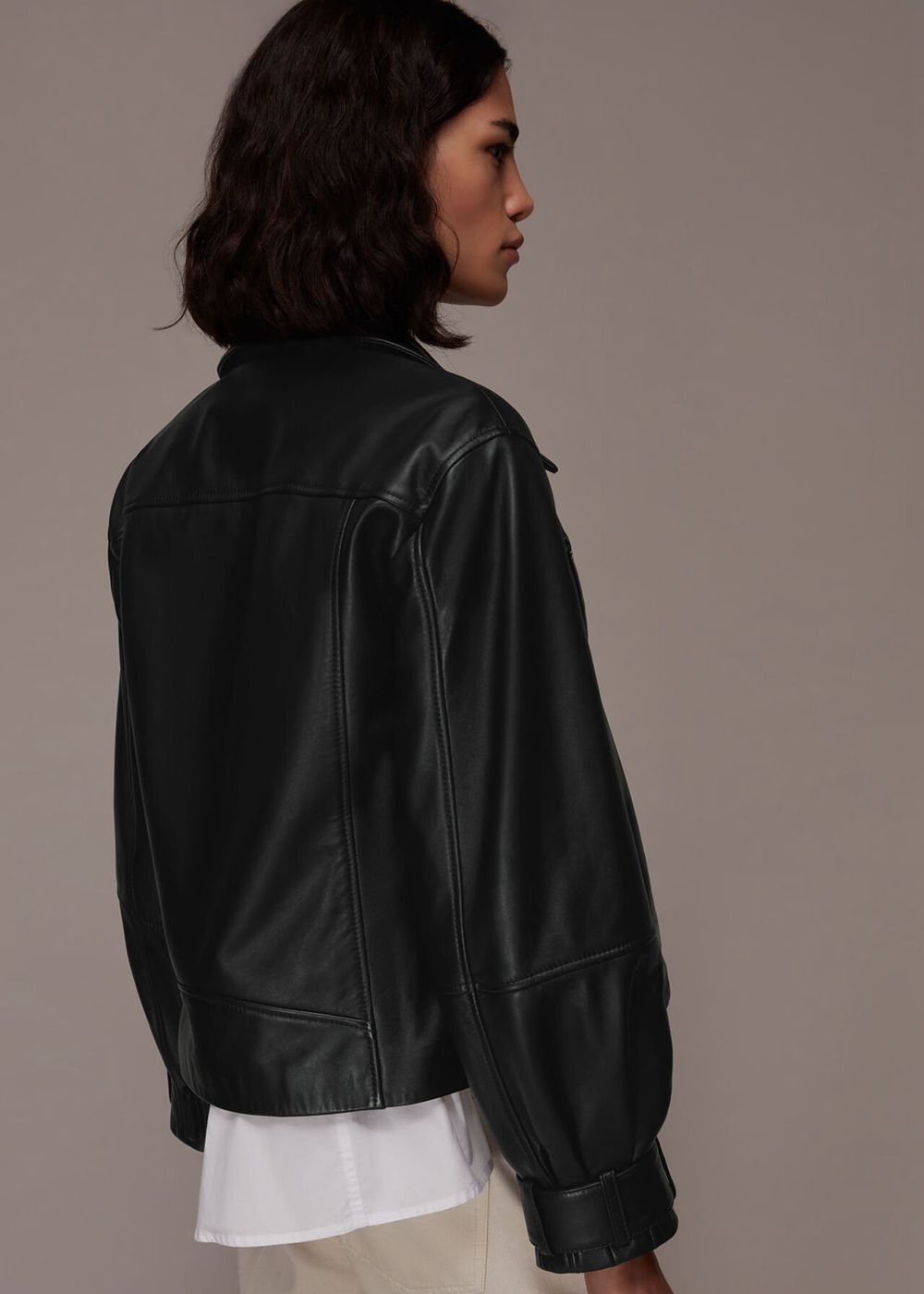 Whistles Ellis Balloon Sleeve Biker Jacket Black | US-26819AHGK