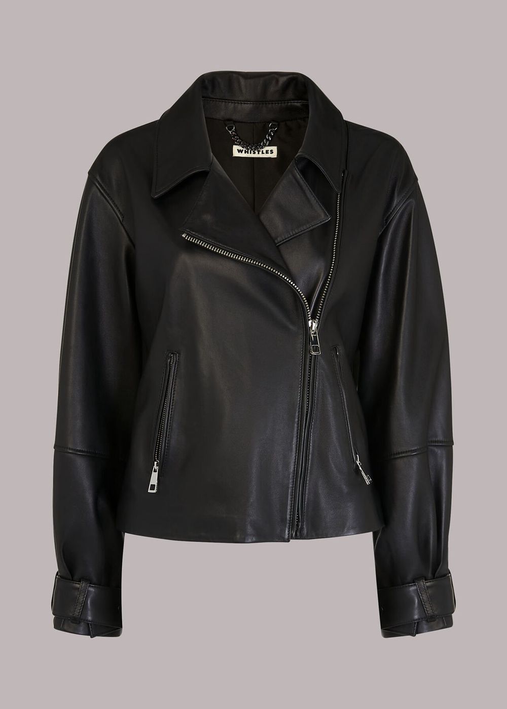 Whistles Ellis Balloon Sleeve Biker Jacket Black | US-26819AHGK