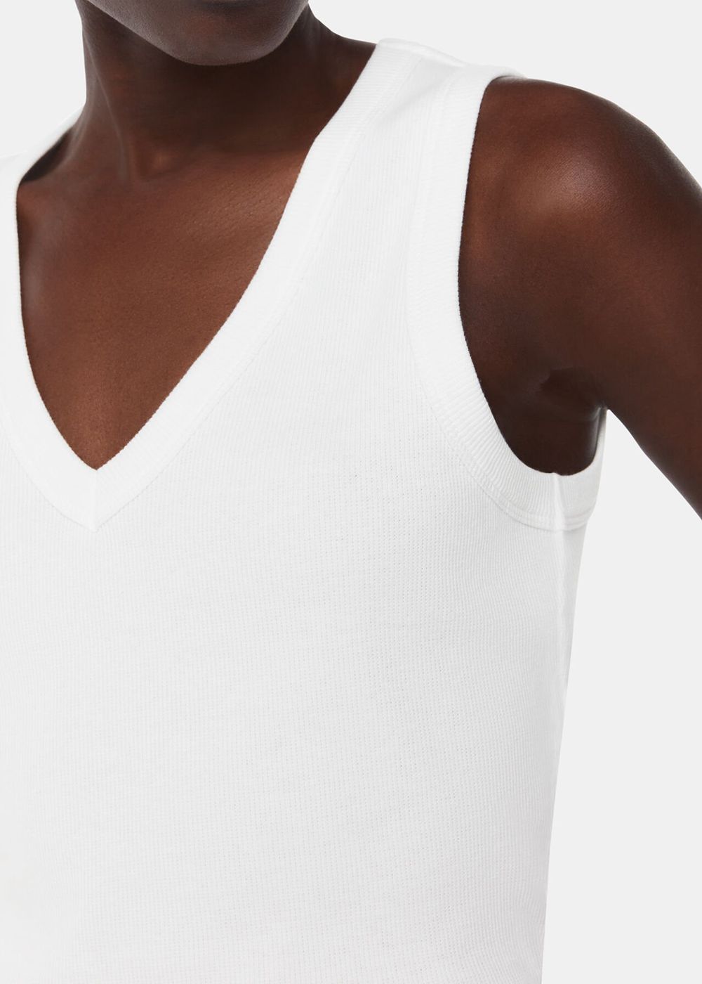 Whistles Ellis V Neck Jersey Vest White | US-07216UHCJ