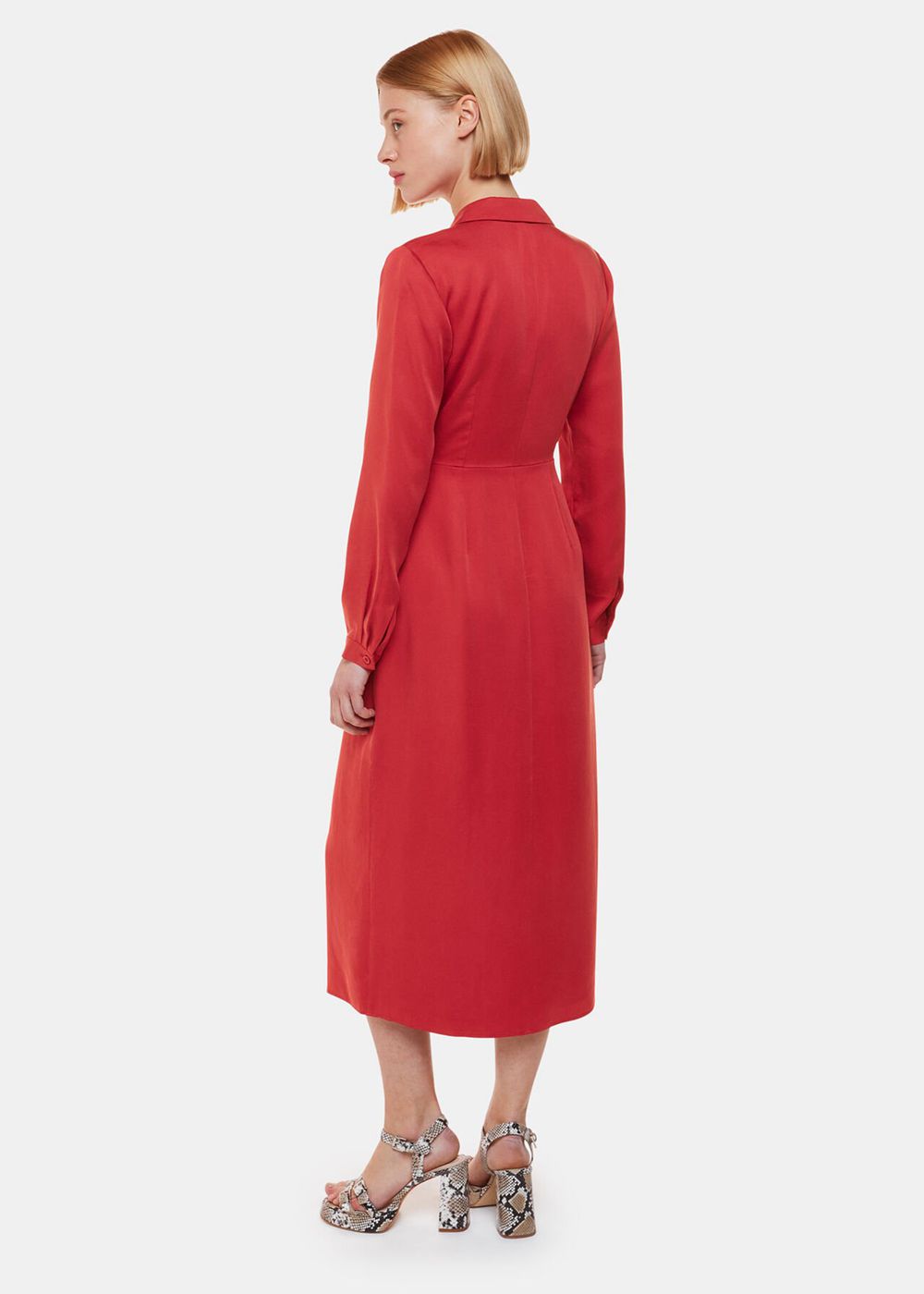 Whistles Elodie Tie Wrap Midi Dress Cranberry | US-29735VSTQ