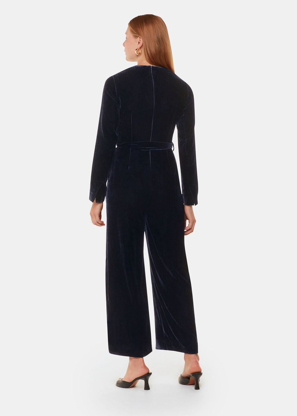 Whistles Elora Velvet Jumpsuit Navy | US-69158OCEZ