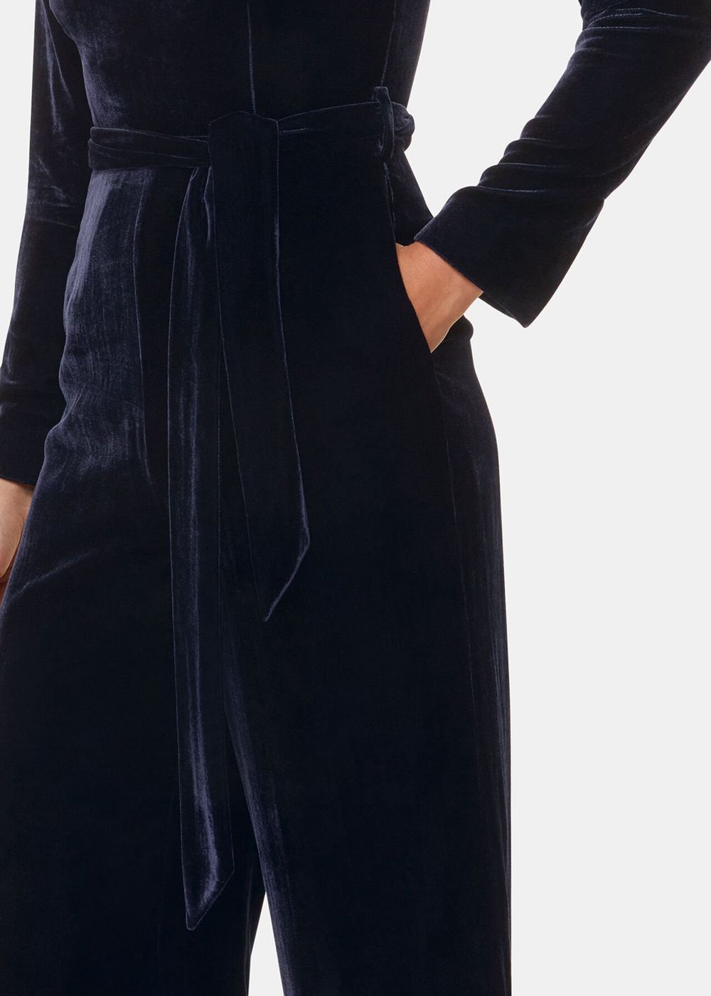 Whistles Elora Velvet Jumpsuit Navy | US-69158OCEZ