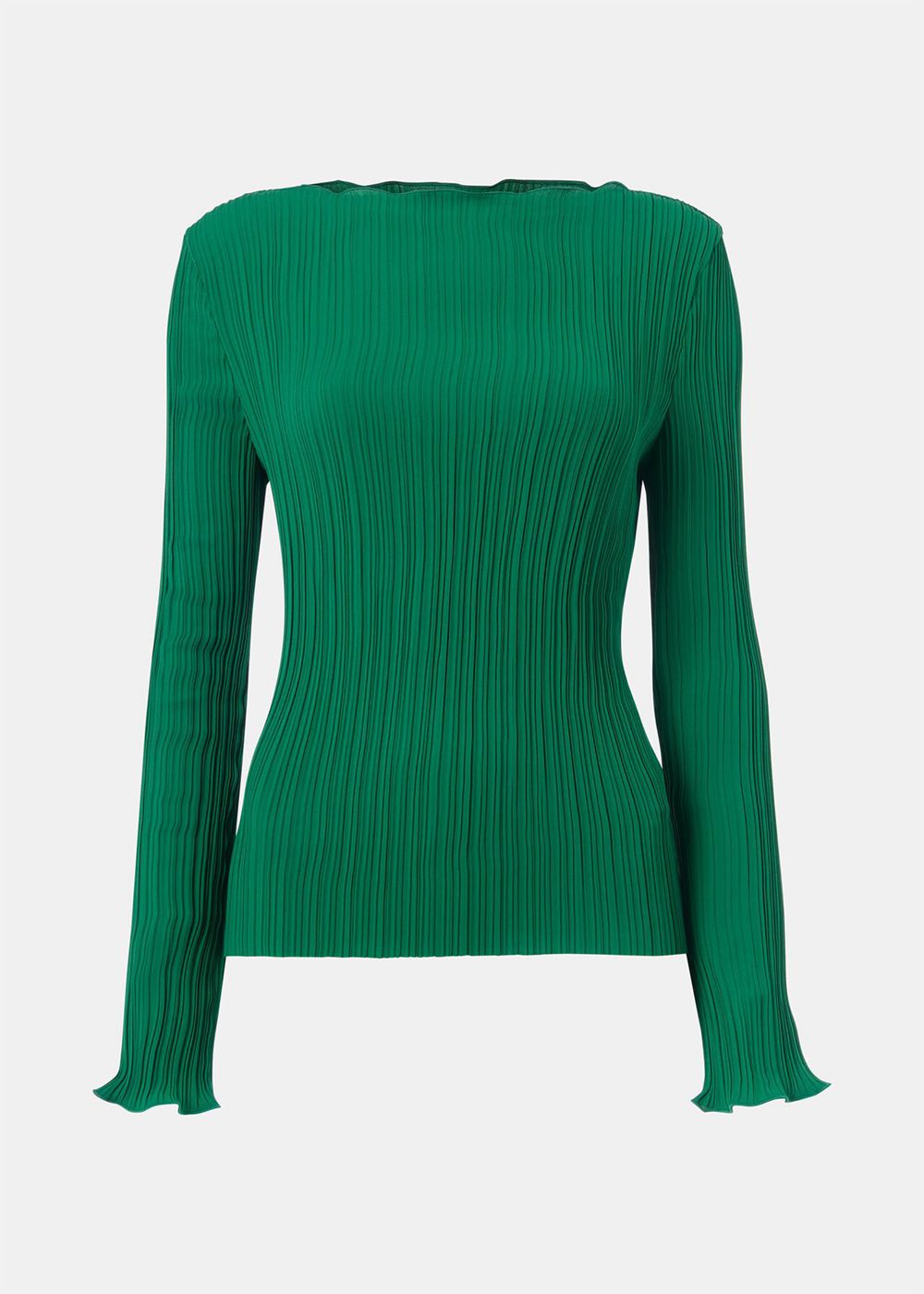 Whistles Elsa Plisse Top Green | US-87962ICXR