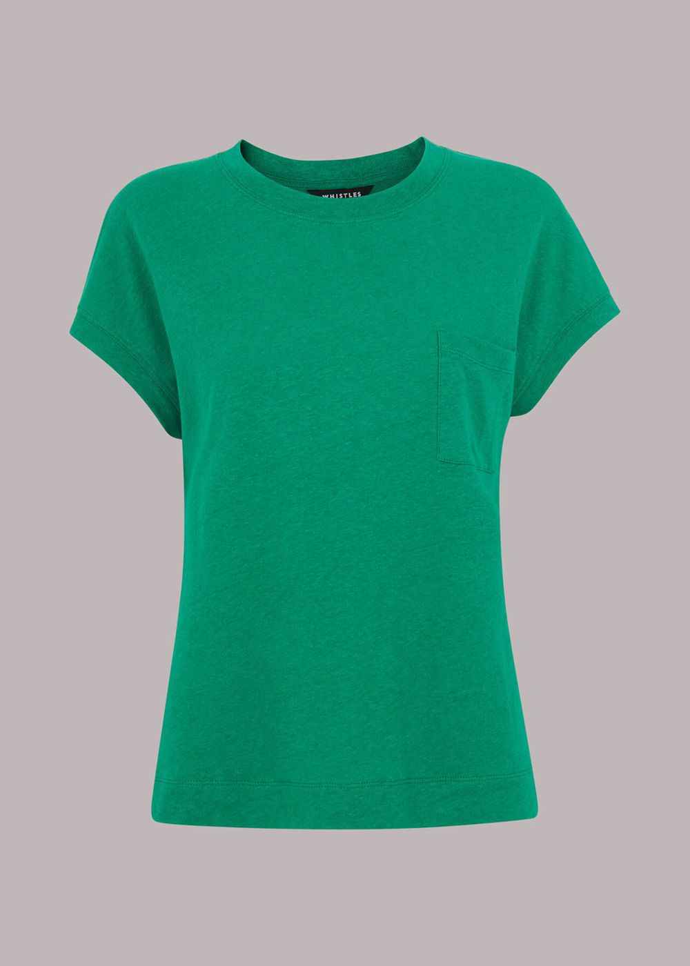 Whistles Ember Linen Mix Pocket T-Shirt Green | US-96230TSWA