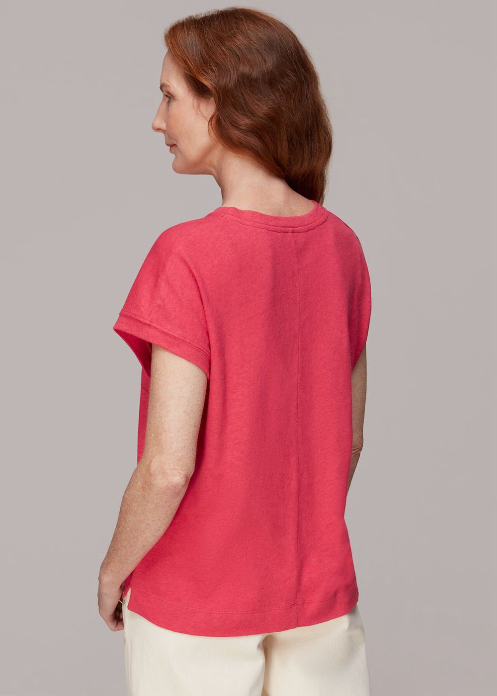 Whistles Ember Linen Mix Pocket T-Shirt Pink | US-69435ZHAT