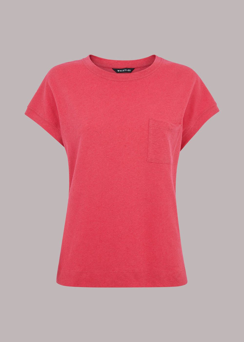 Whistles Ember Linen Mix Pocket T-Shirt Pink | US-69435ZHAT