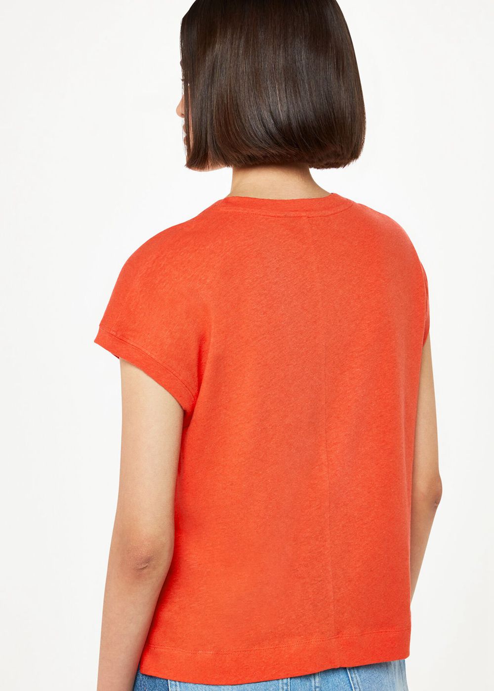 Whistles Ember Linen Mix Pocket T-Shirt Red | US-24601MGKN