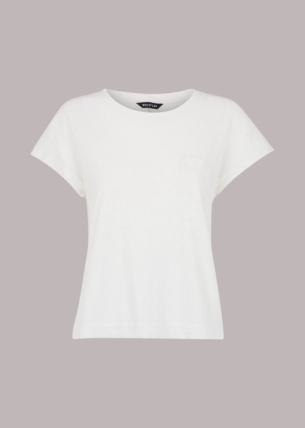 Whistles Ember Linen Mix Pocket T-Shirt White | US-52630USHP