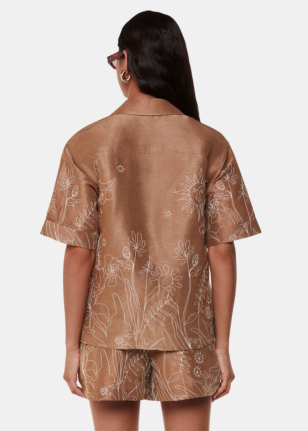 Whistles Embroidered Scribble Shirts Brown / Multicolor | US-79458VEXI