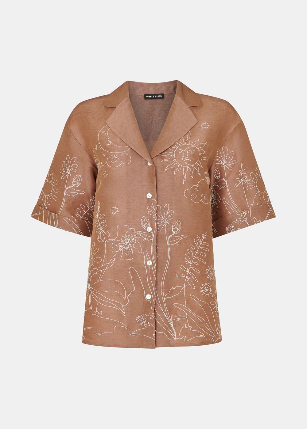 Whistles Embroidered Scribble Shirts Brown / Multicolor | US-79458VEXI