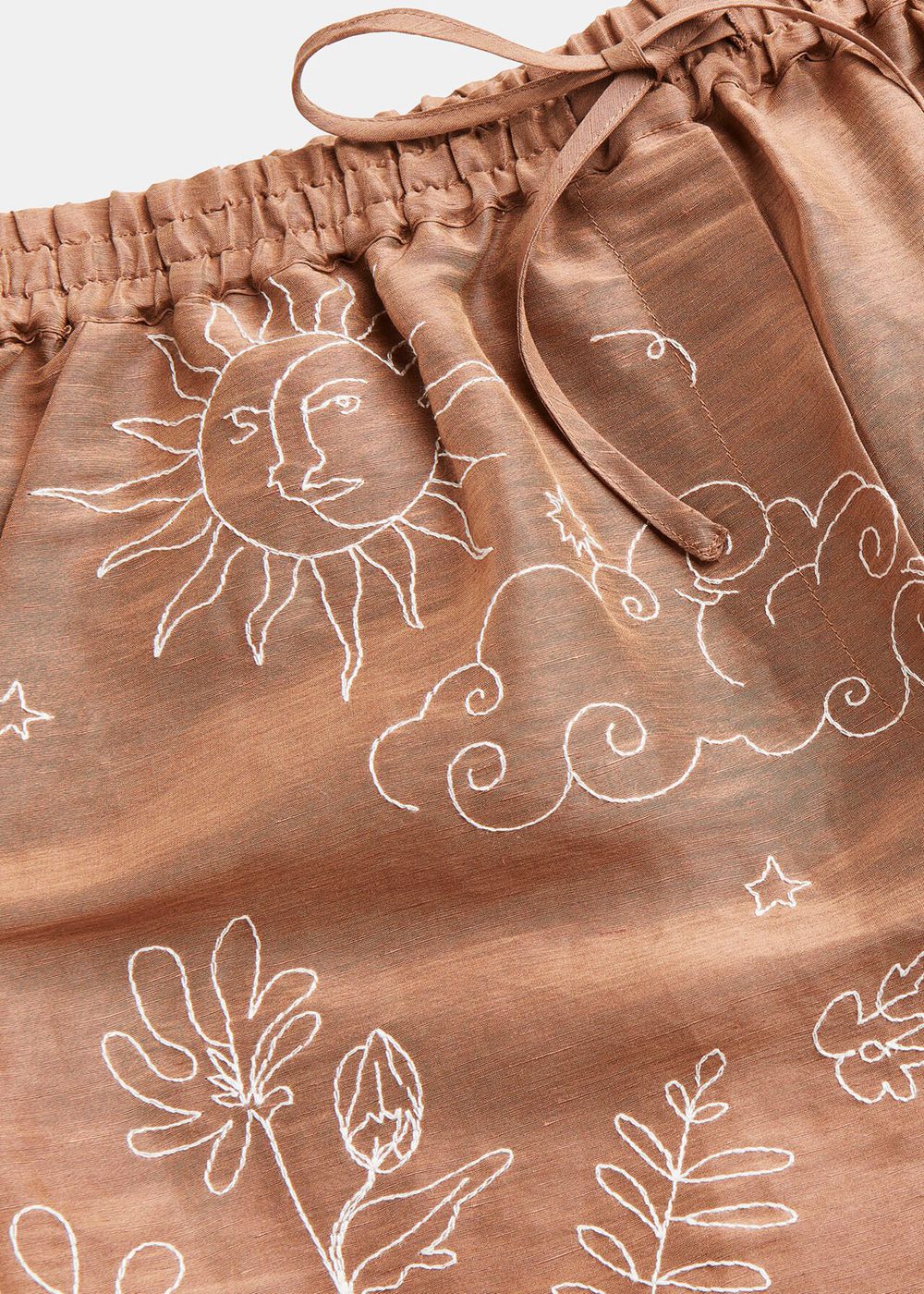 Whistles Embroidered Scribble Shorts Brown / Multicolor | US-02635IWCD