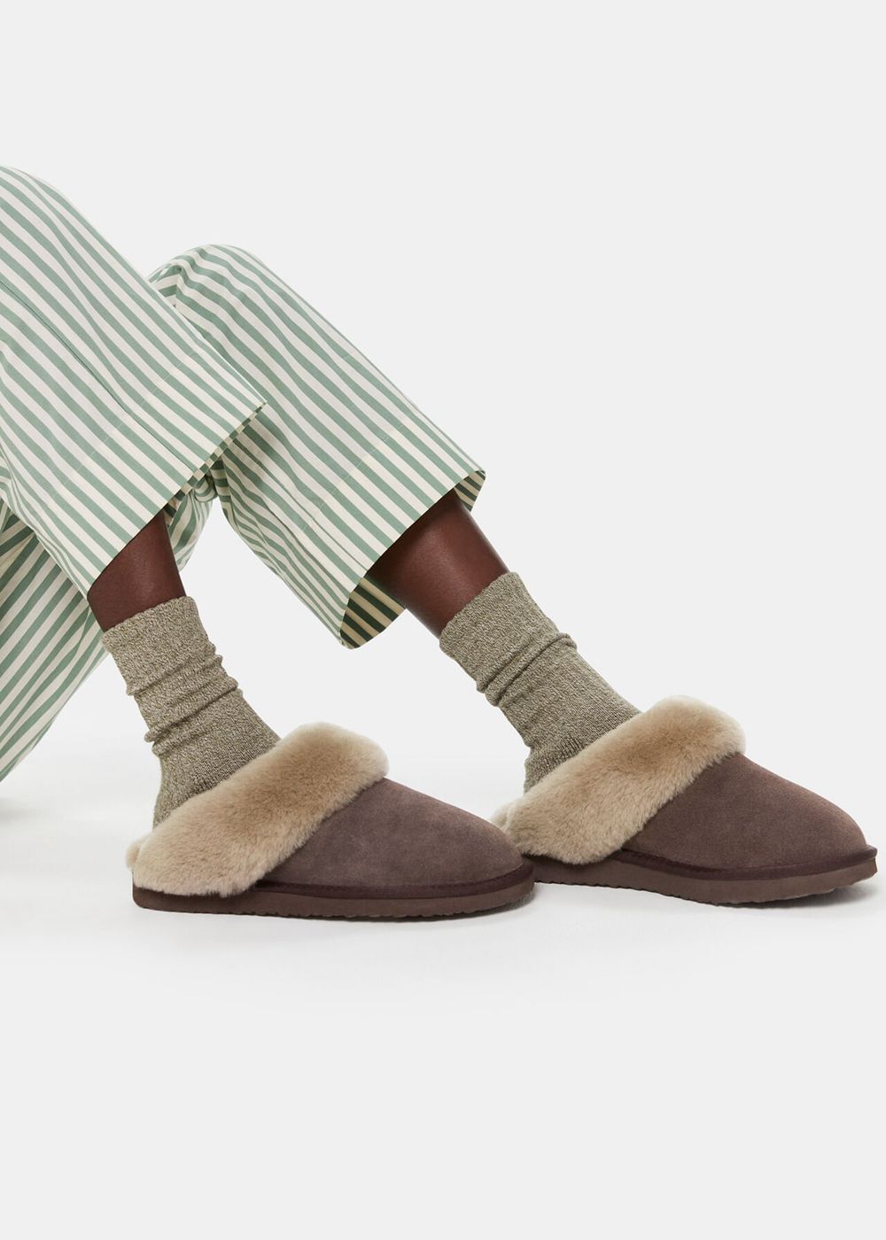 Whistles Emilia Cuff Slippers Grey Brown | US-17946OPDF