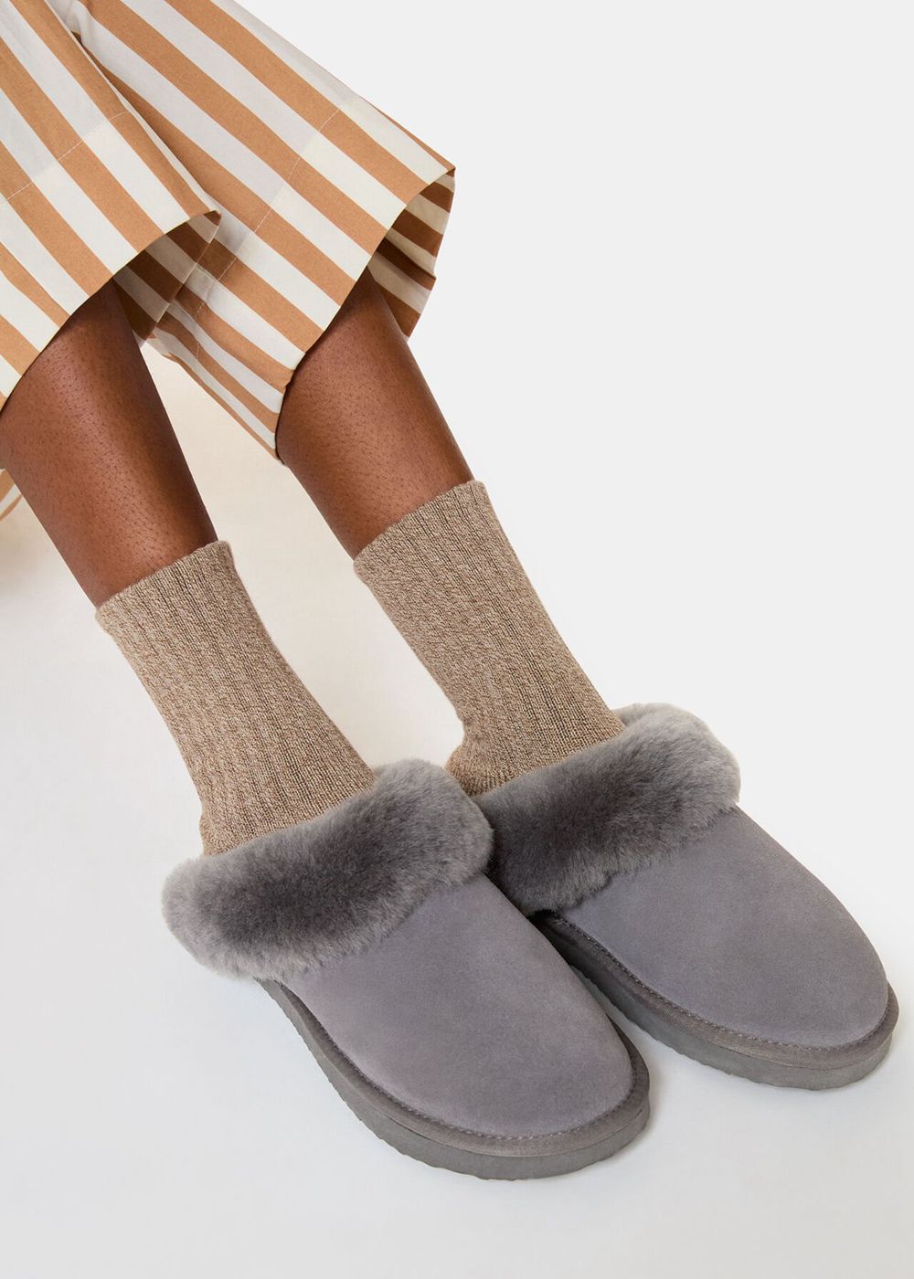 Whistles Emilia Cuff Slippers Grey | US-70425LKCY