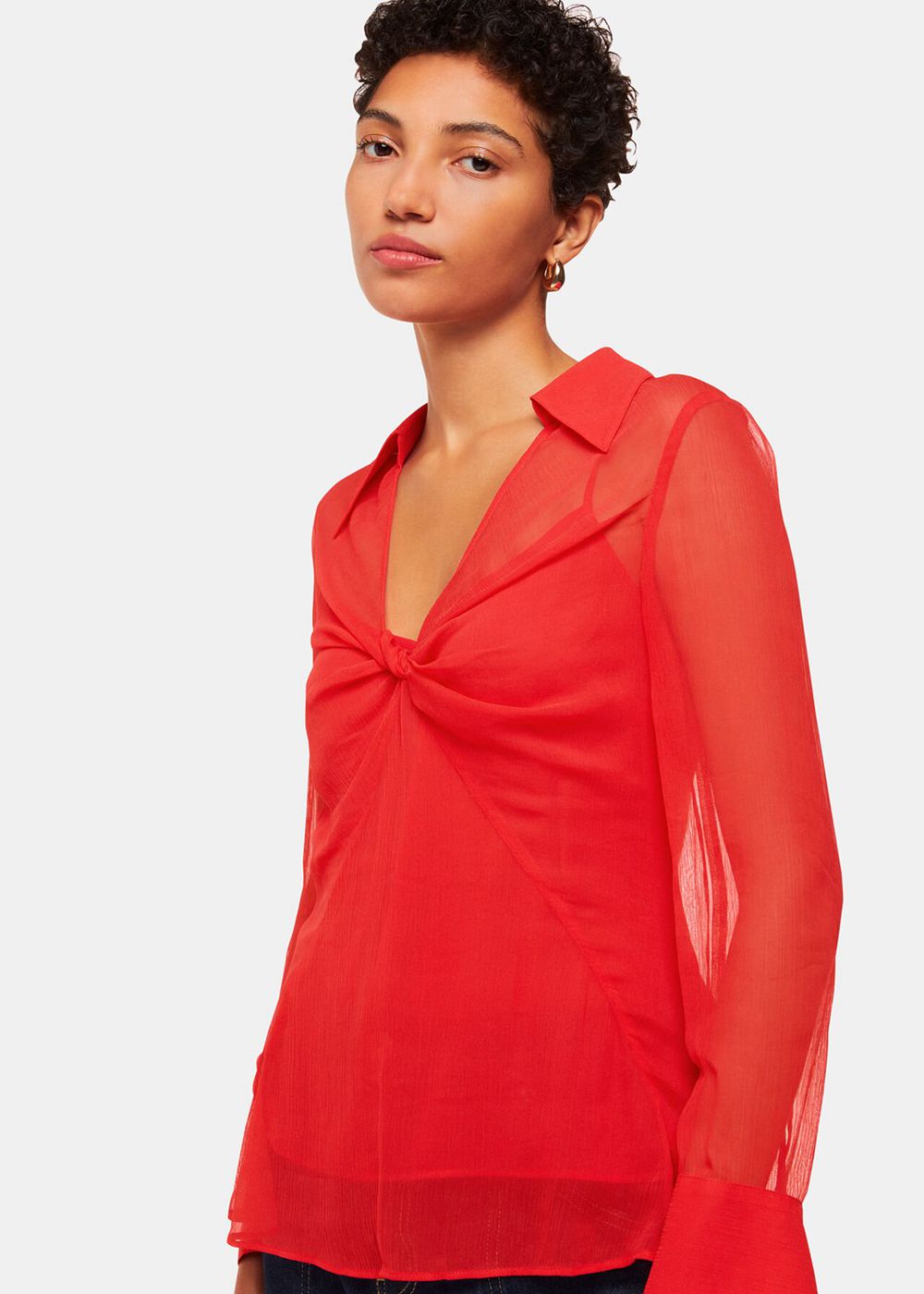 Whistles Emilia Twist Front Blouse Red | US-67025WTJG