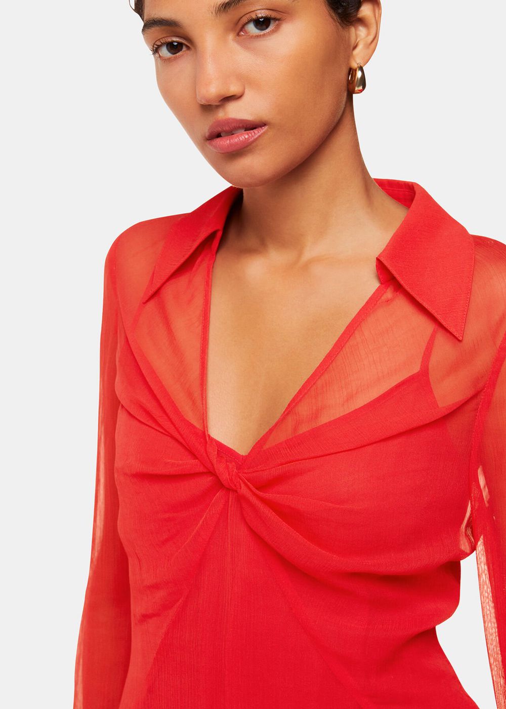 Whistles Emilia Twist Front Blouse Red | US-67025WTJG