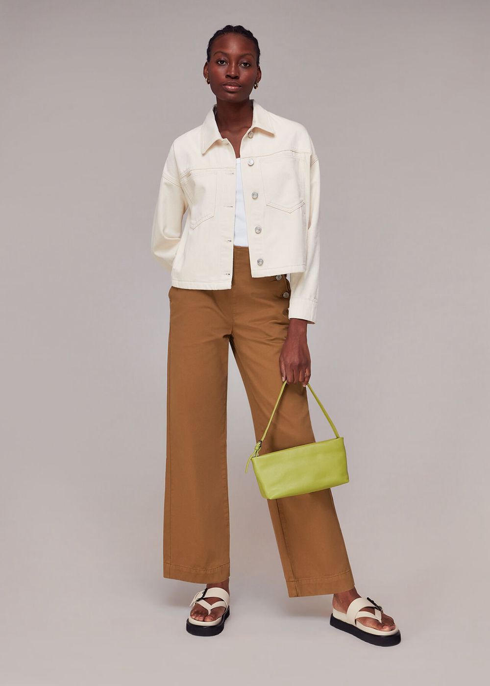 Whistles Emily Button Fronts Pants Neutral | US-76031UJWK