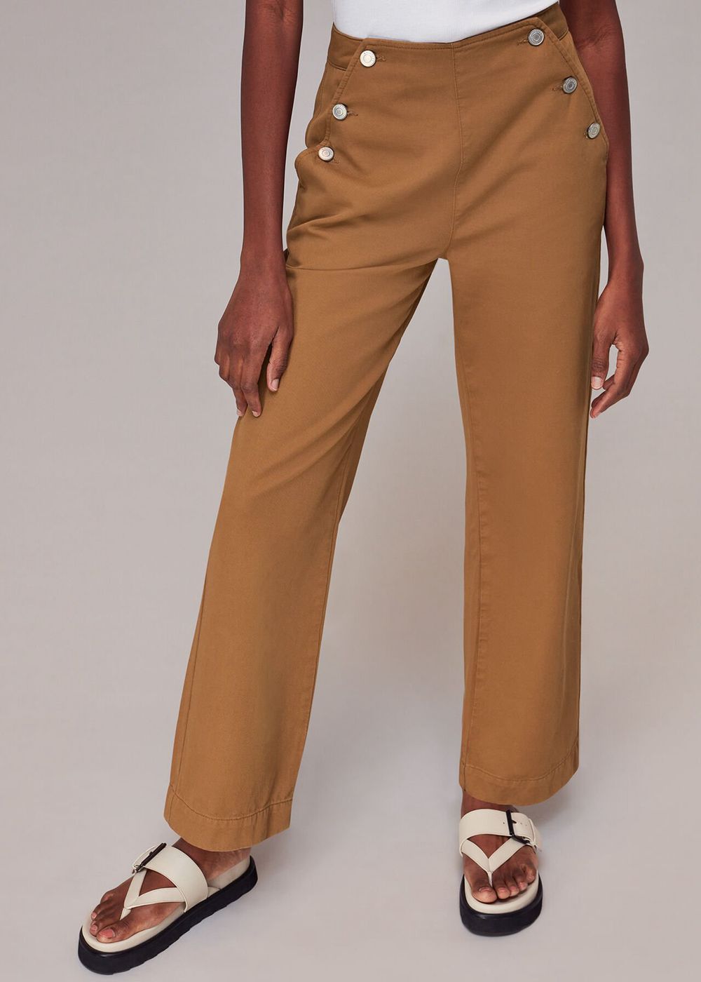 Whistles Emily Button Fronts Pants Neutral | US-76031UJWK