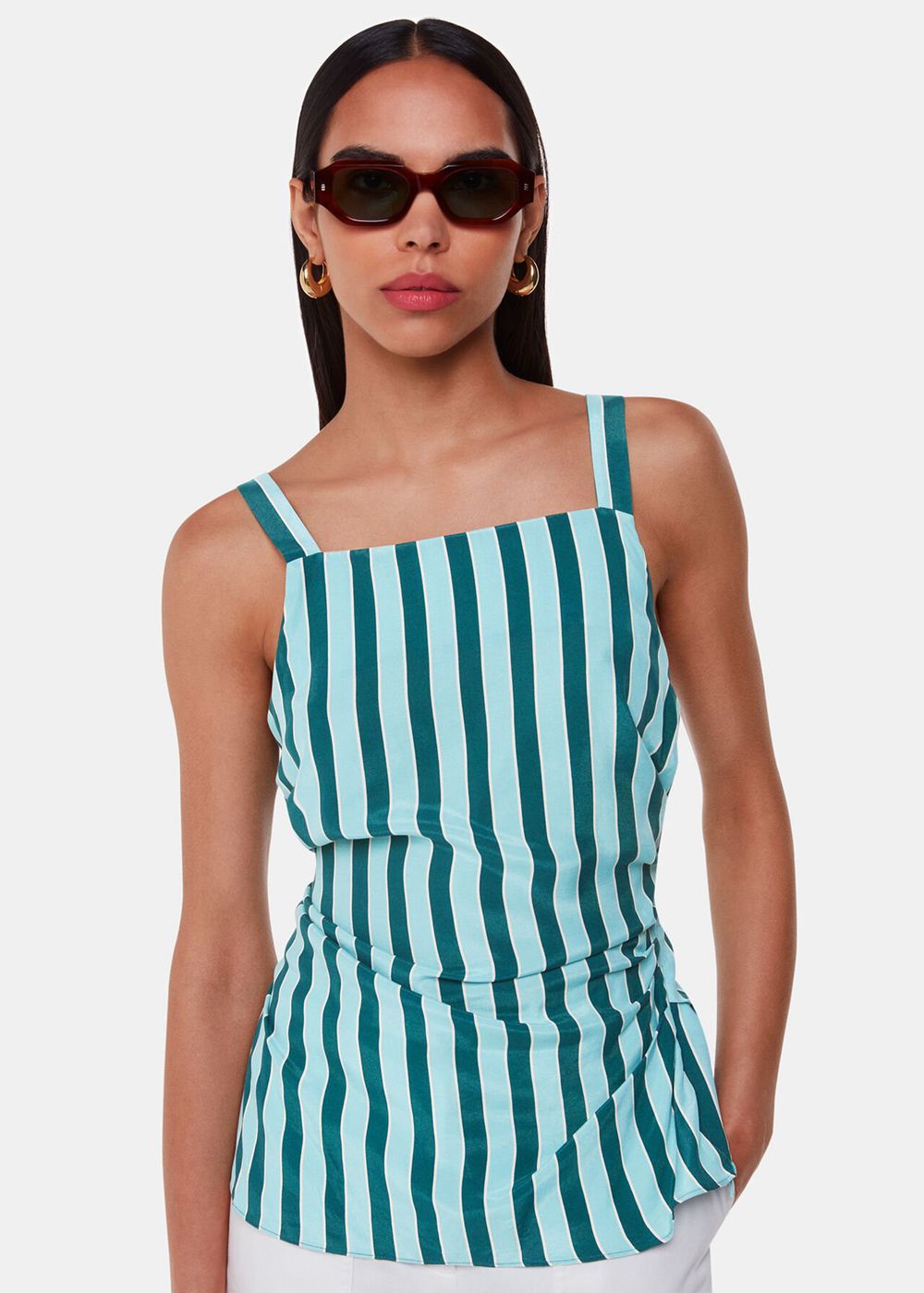 Whistles Emily Tonal Stripe Top Turquoise / Multicolor | US-53642VJZY