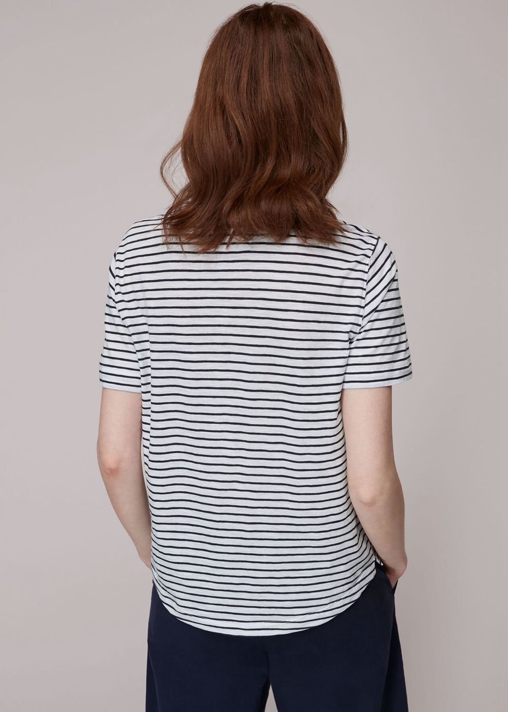 Whistles Emily Ultimate Stripe T-Shirt Navy / Multicolor | US-63952FCMP