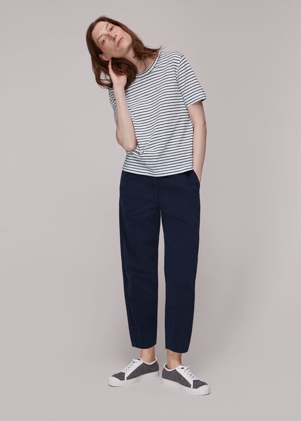 Whistles Emily Ultimate Stripe T-Shirt Navy / Multicolor | US-63952FCMP