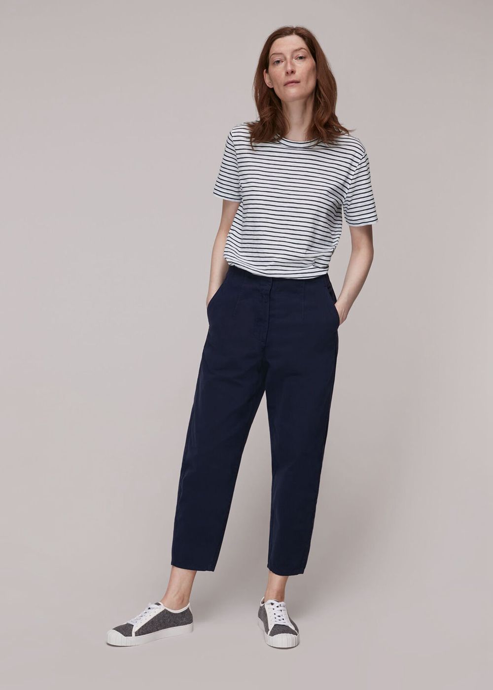 Whistles Emily Ultimate Stripe T-Shirt Navy / Multicolor | US-63952FCMP