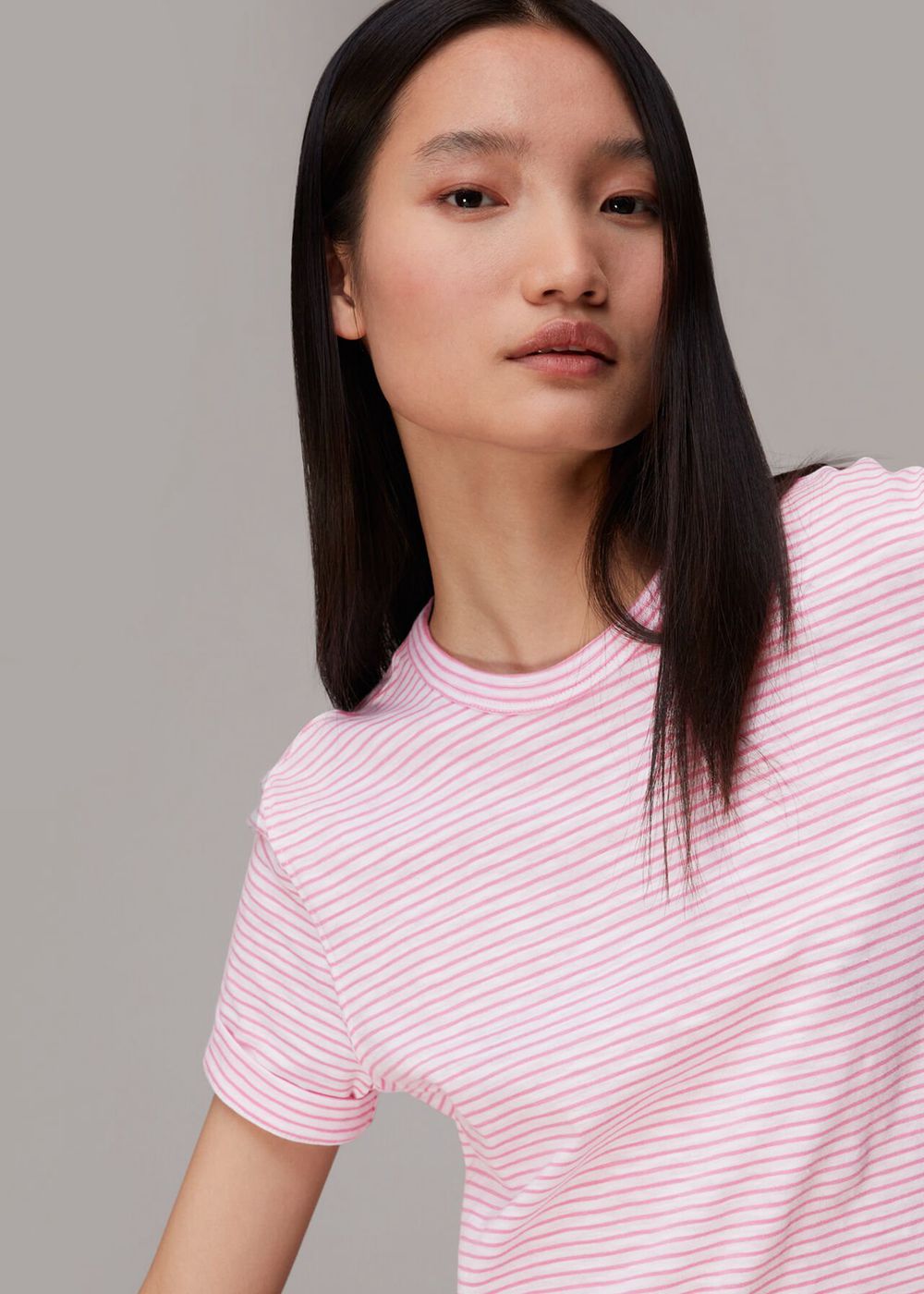 Whistles Emily Ultimate Stripe T-Shirt Pink / Multicolor | US-30927GLEW