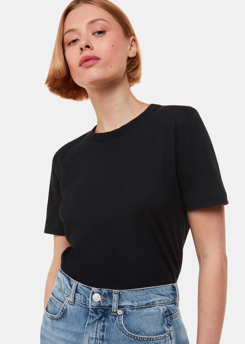 Whistles Emily Ultimate T-Shirt Black | US-79015TPBS