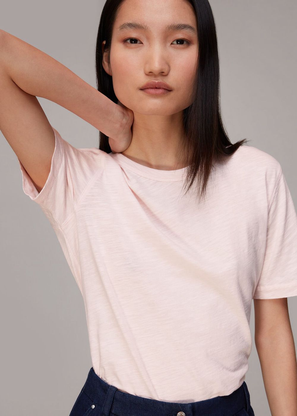 Whistles Emily Ultimate T-Shirt Pink | US-32819MZHY