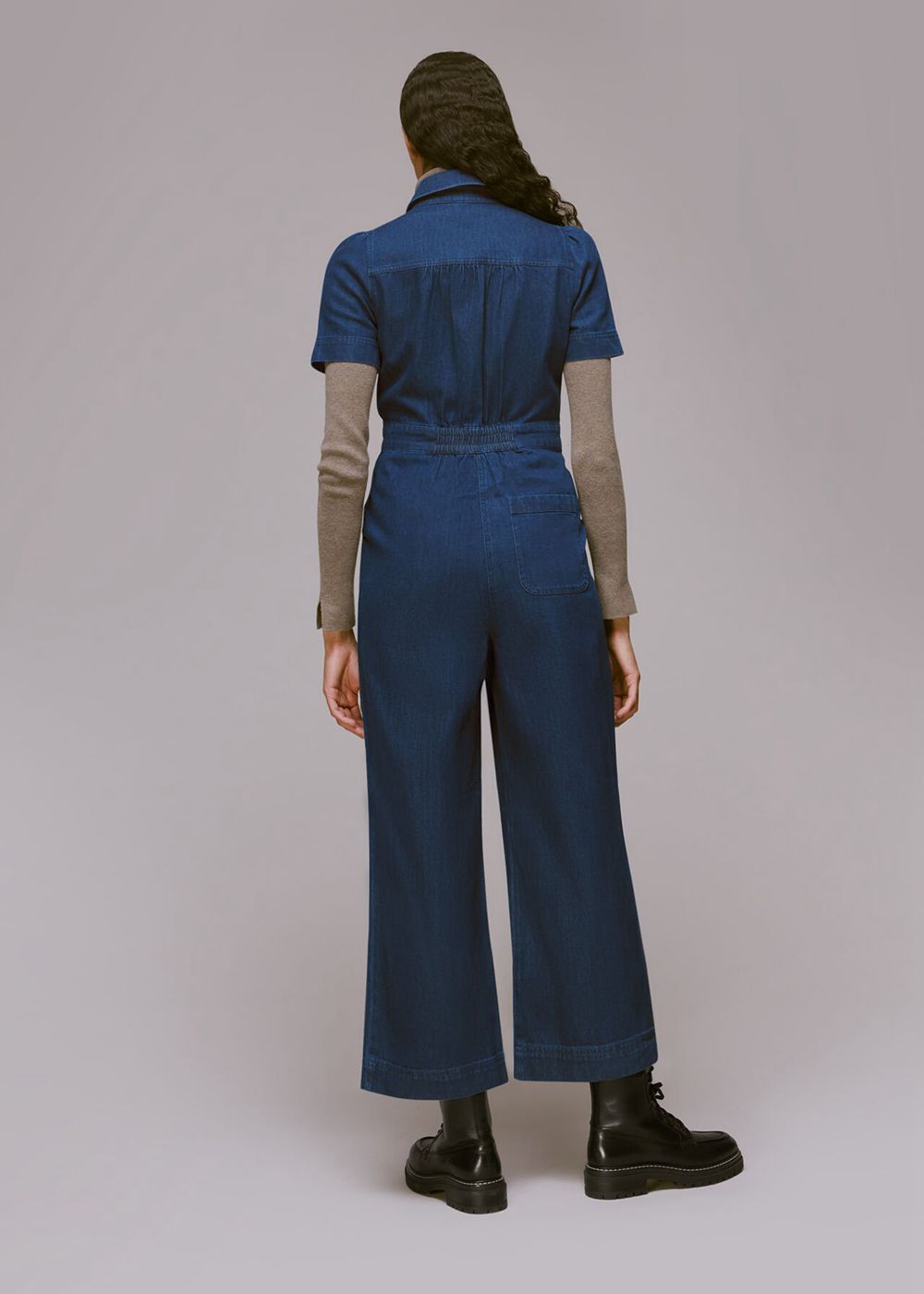 Whistles Emma Denim Jumpsuit Blue | US-48359YLMU