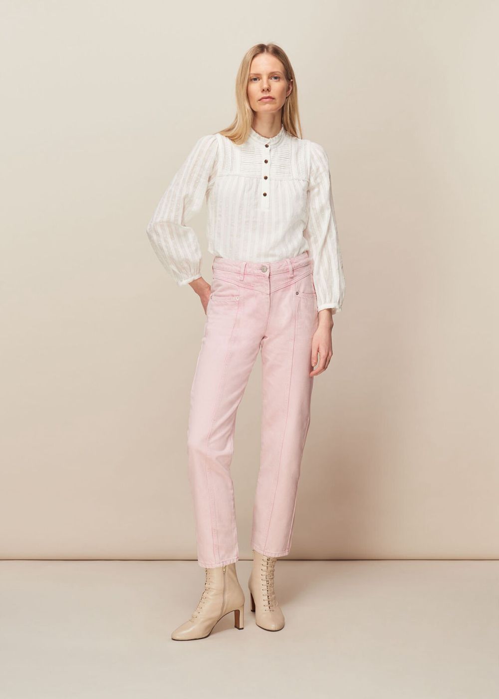 Whistles Emma Panelled Jeans Pink | US-39507LSYR