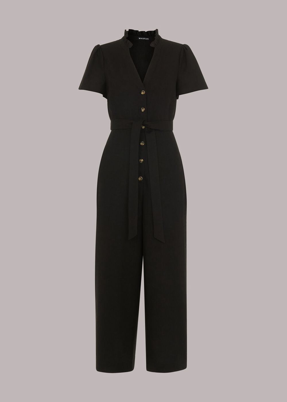 Whistles Emmie Linen Jumpsuit Black | US-09478VDZJ