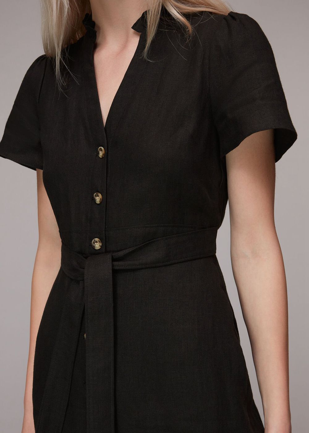 Whistles Emmie Linen Jumpsuit Black | US-15270MOPE