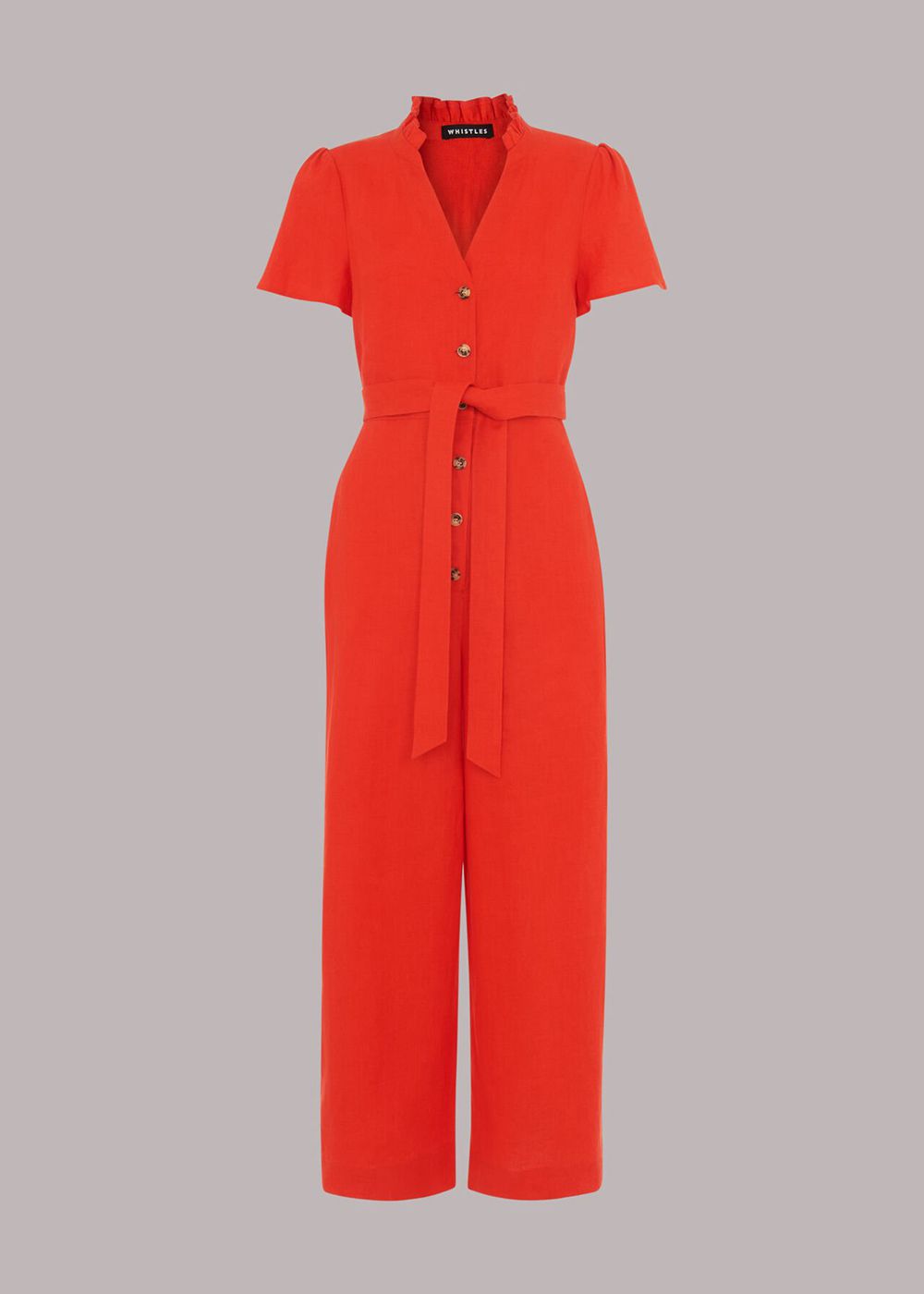 Whistles Emmie Linen Jumpsuit Red | US-65948HBGF