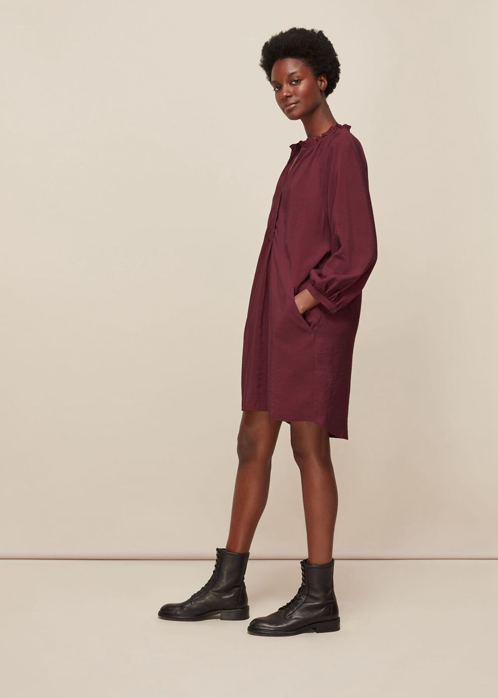 Whistles Enora Dress Burgundy | US-95316BIOQ