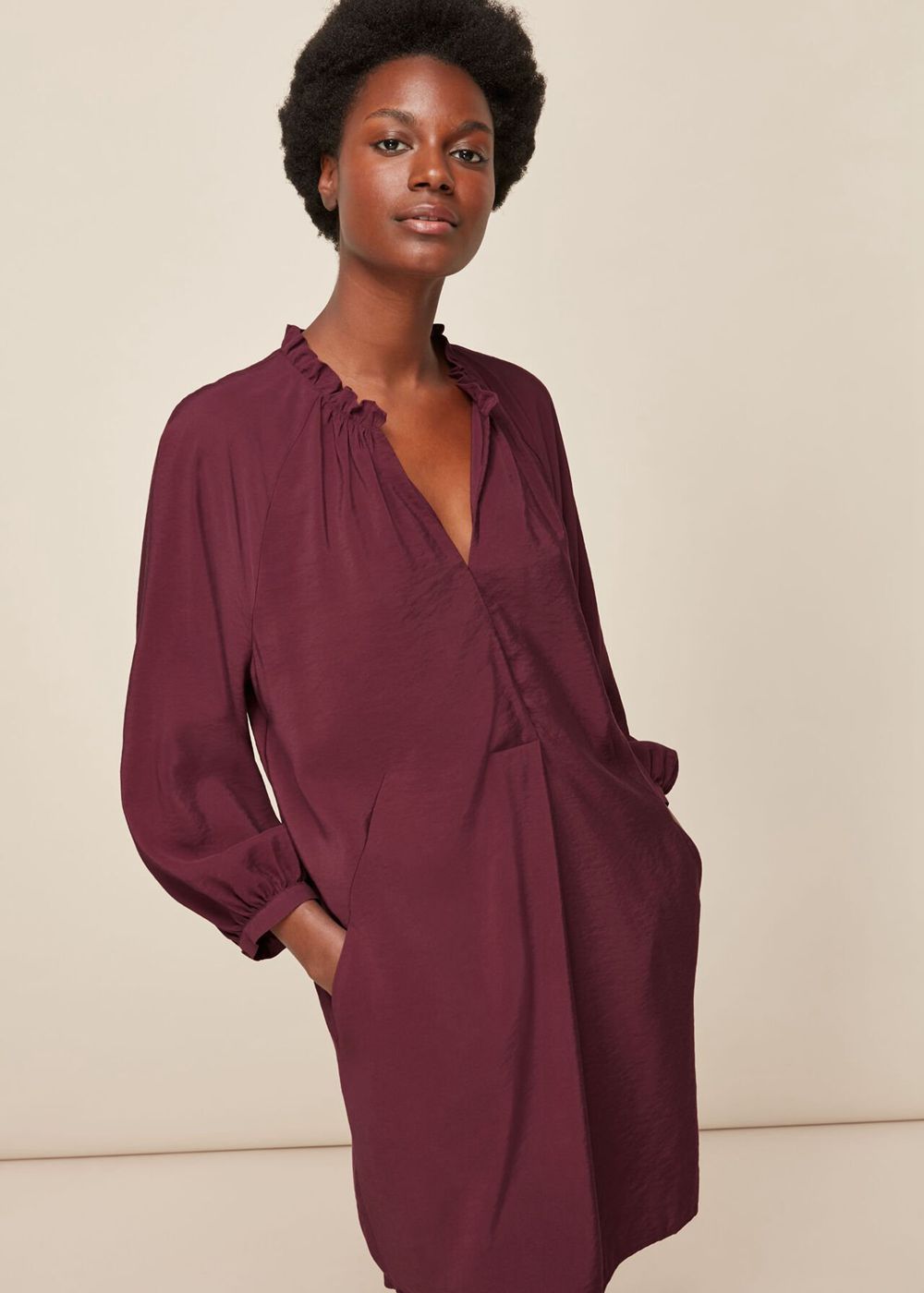 Whistles Enora Dress Burgundy | US-95316BIOQ