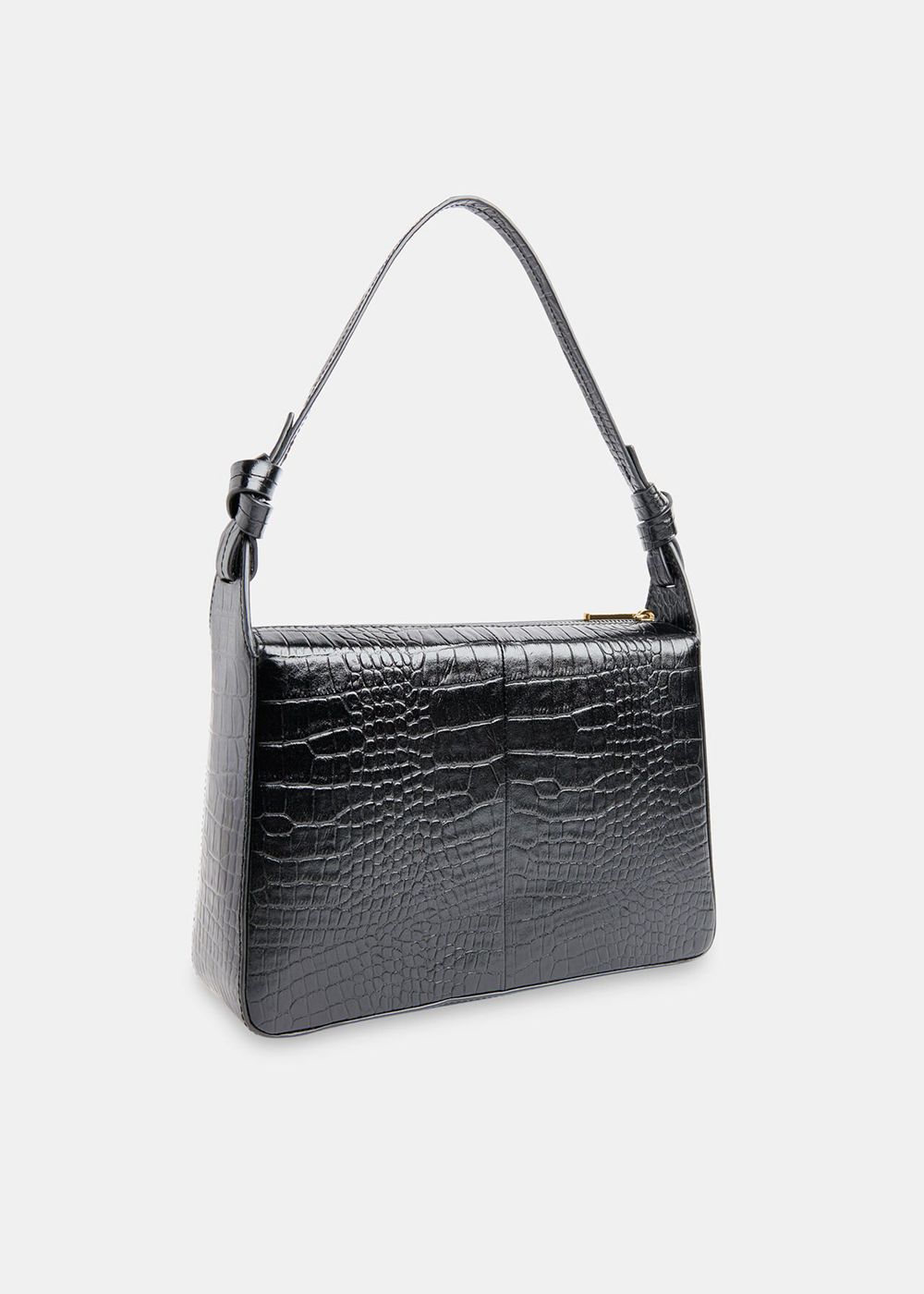 Whistles Erica Croc Shoulder Bags Black | US-04619CKGR