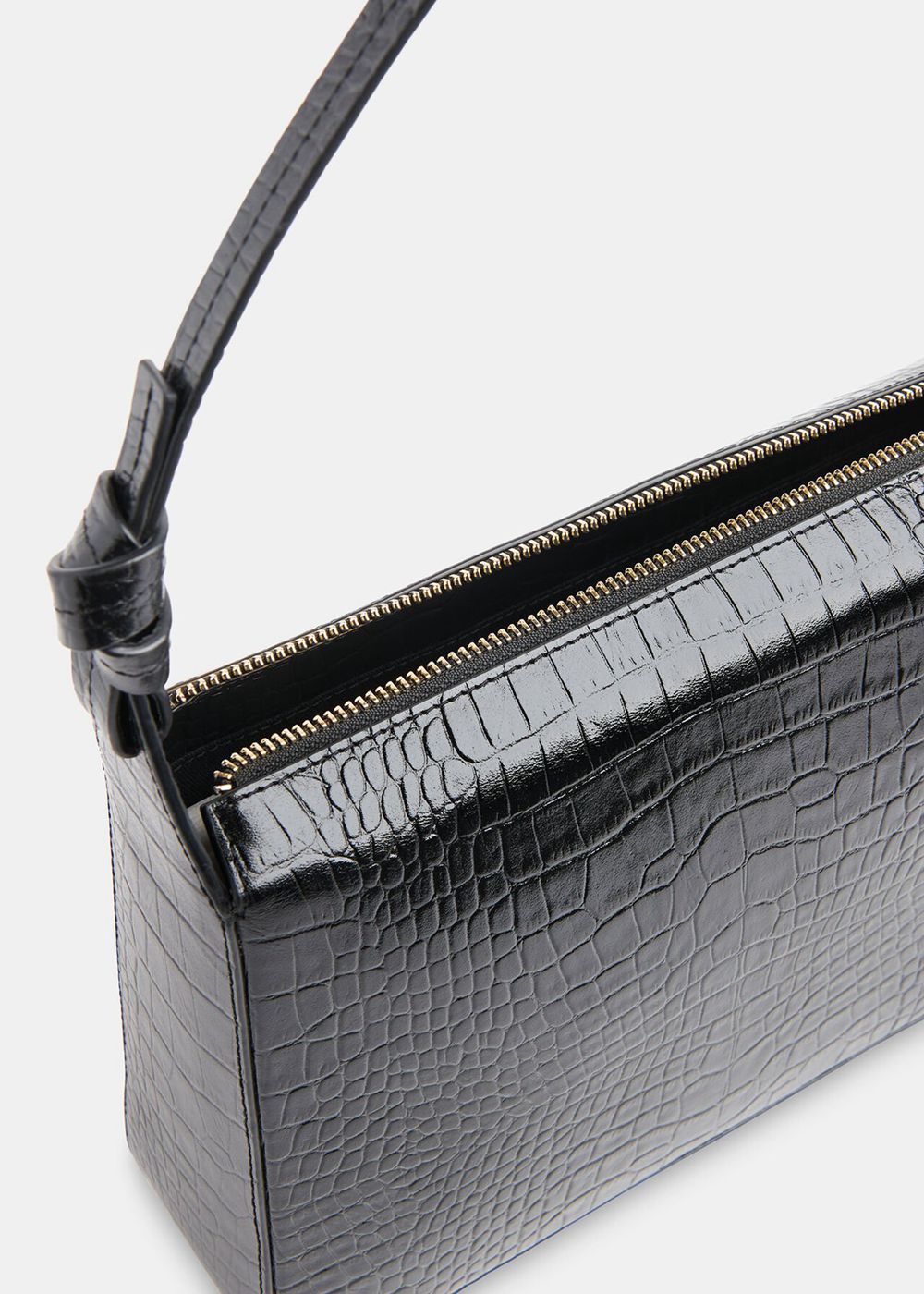 Whistles Erica Croc Shoulder Bags Black | US-04619CKGR