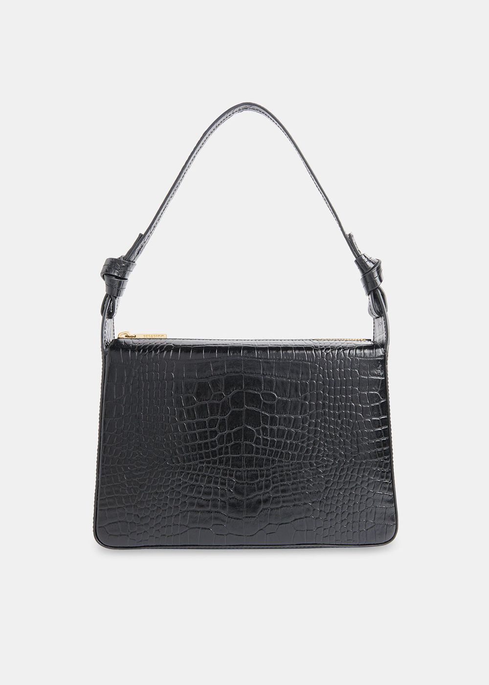 Whistles Erica Croc Shoulder Bags Black | US-04619CKGR