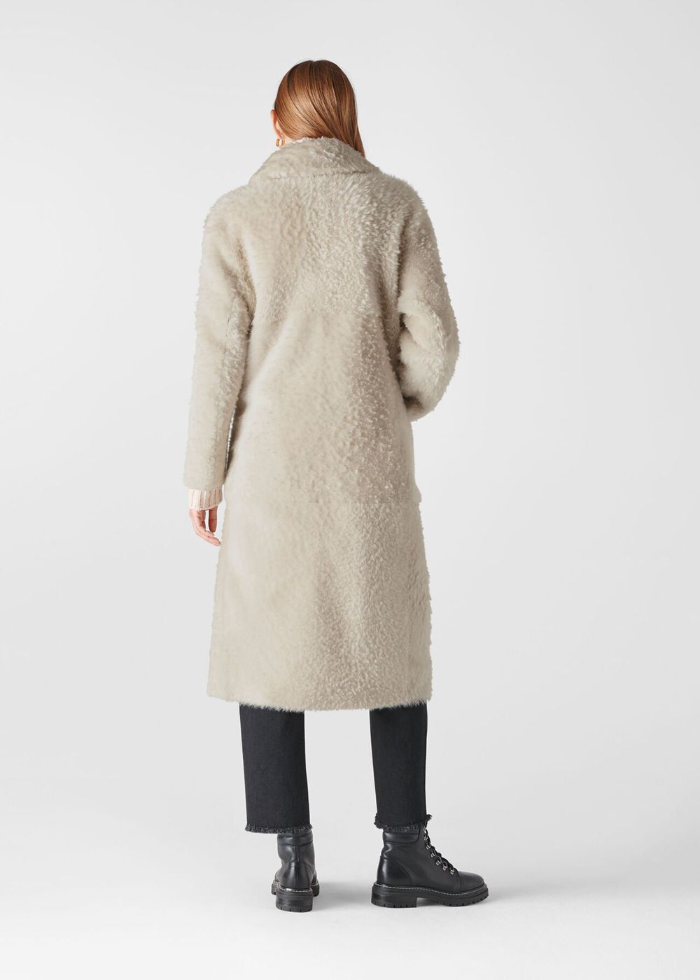 Whistles Erika Shearling Coat White / Multicolor | US-59624ROIU