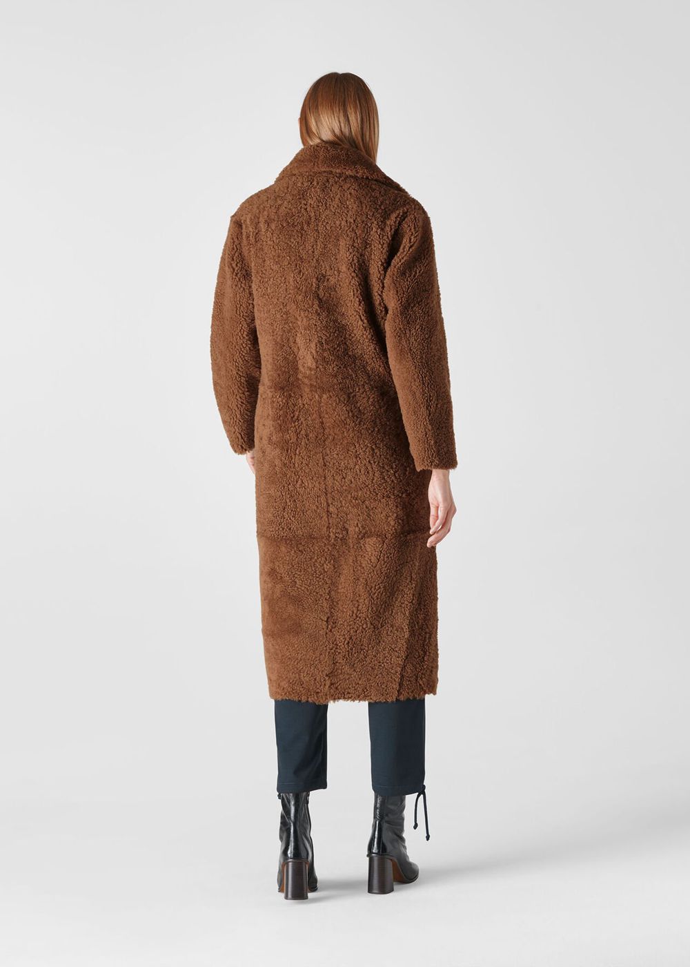 Whistles Erika Shearling Teddy Coat Brown | US-85203GHYI