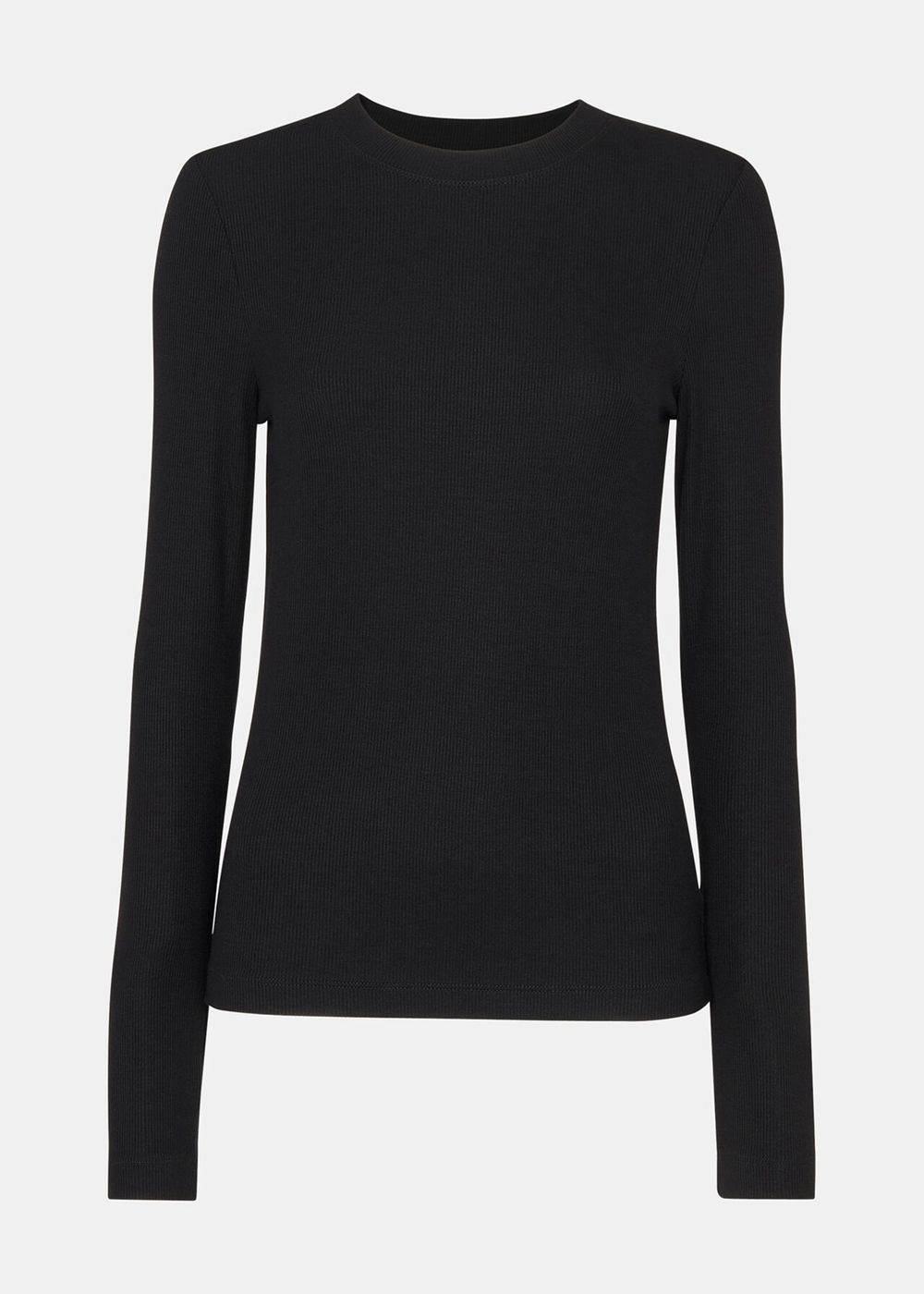 Whistles Essential Ribbed Crew Top Black | US-63075UFDO