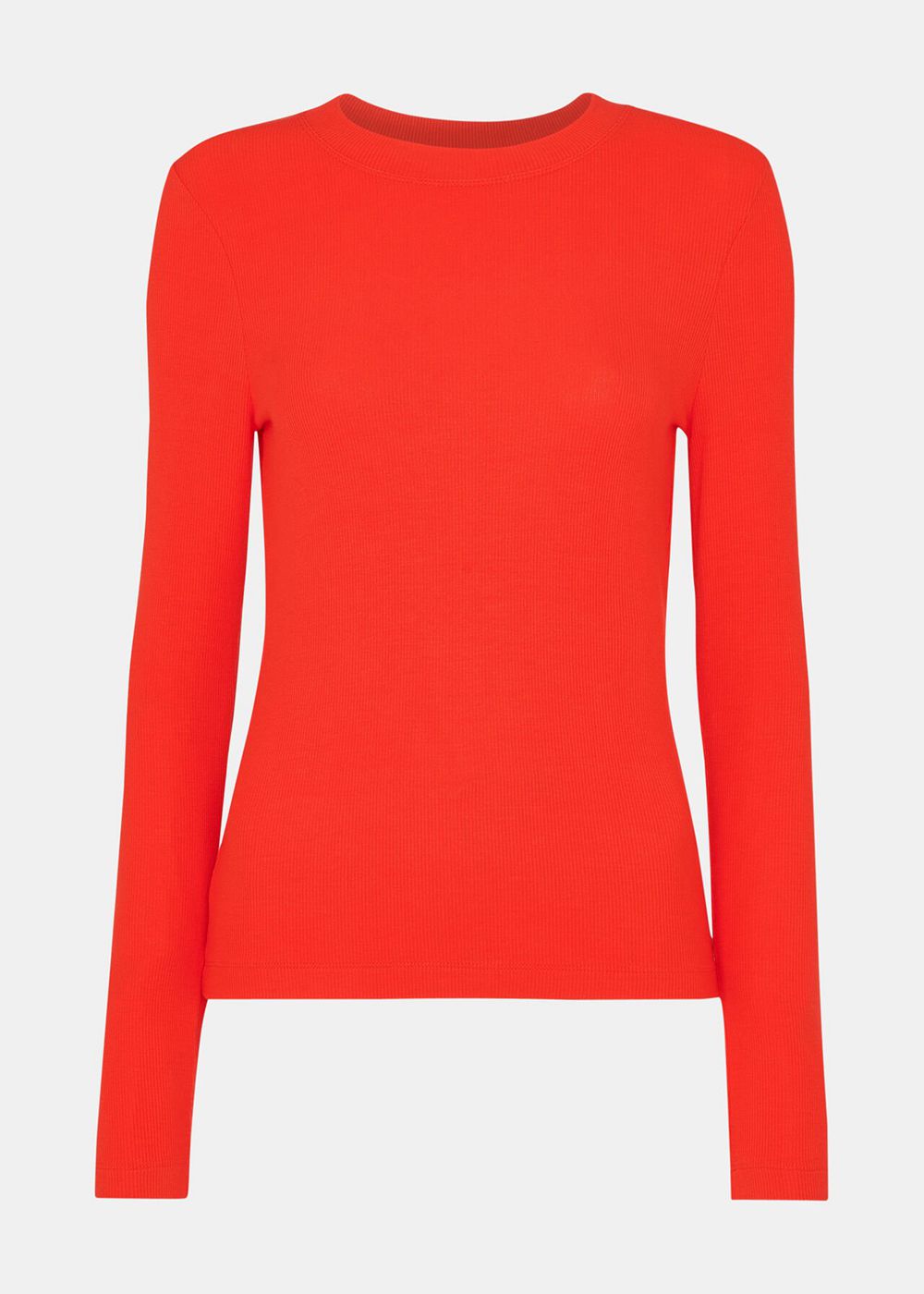 Whistles Essential Ribbed Crew Top Red | US-97423GFSZ