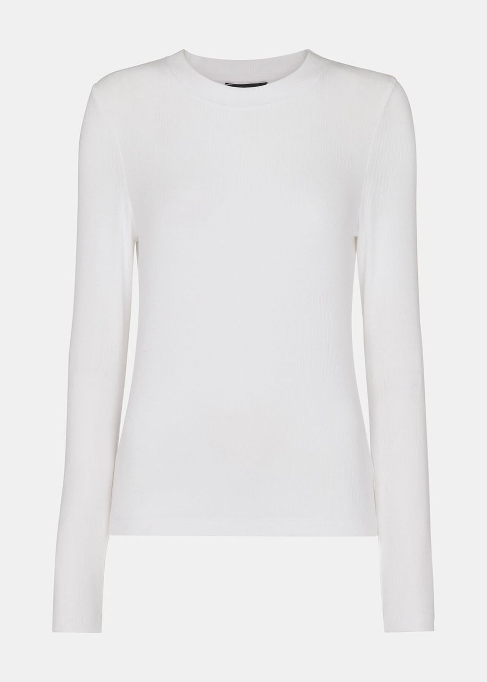 Whistles Essential Ribbed Crew Top White | US-08396RHXJ