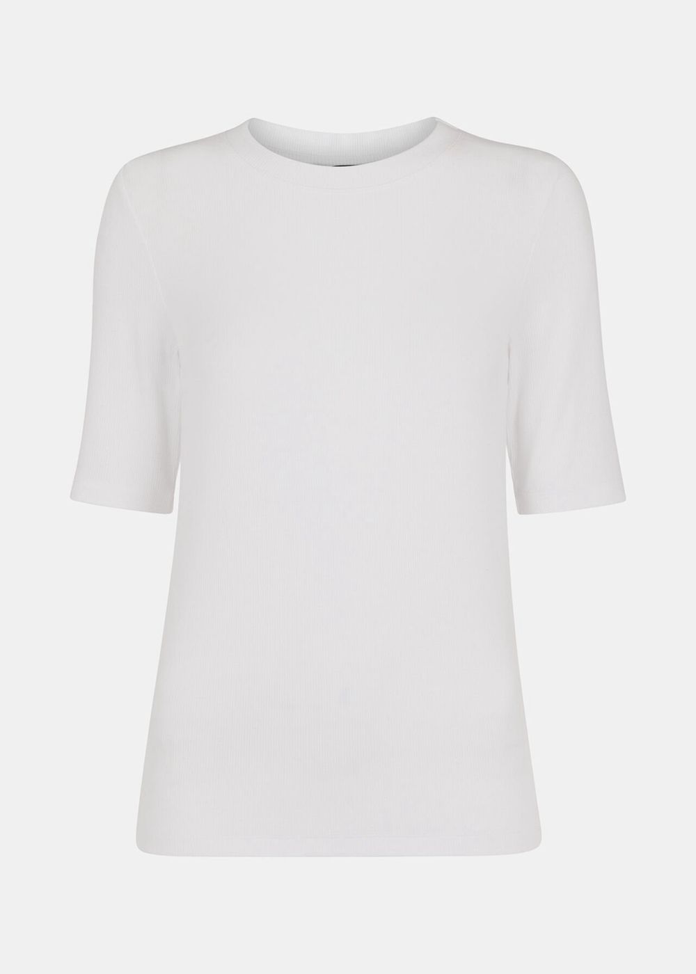 Whistles Essential Ribbed T-Shirt White | US-87635MERK