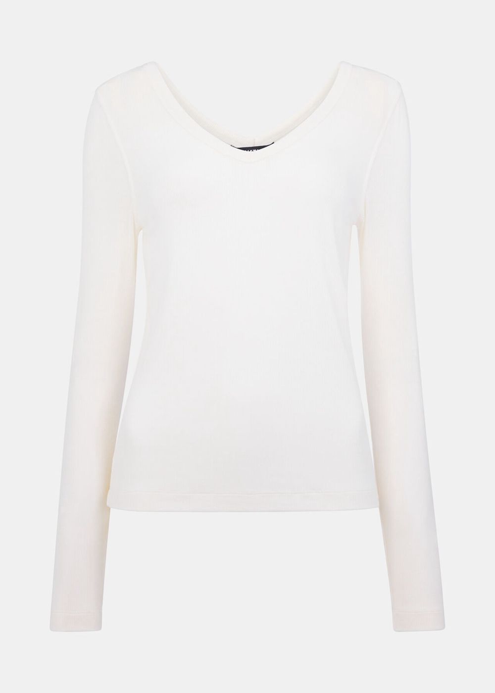 Whistles Essential Ribbed V Neck T-Shirt White | US-80291ZBOM